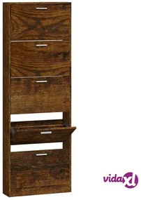 vidaXL Scarpiera Rovere Fumo 59x17x169 cm in Legno Multistrato