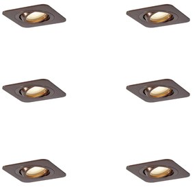 Set di 6 faretti da incasso arrotondati bronzo scuro GU10 50mm IP44 - Alberto