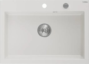 Mexen Elix lavello in granito 1-vasca 700 x 500 mm, bianco, sifone cromato - 6526701005-20