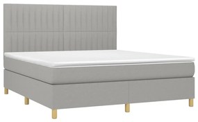 Letto a molle materasso e led grigio chiaro 160x200 cm tessuto