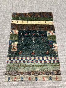 Gabbeh Tappeto persiano 90 x 60 Verde (Iran) Annodato A Mano