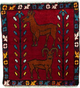 Shiraz Tappeto 50 x 60 Rosso (Iran) Annodato A Mano