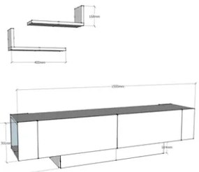 Parete Attrezzata Con Mobile TV E Mensole A Parete Bianca 150 Cm Matera