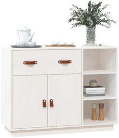 Credenza bianca 98,5x40x75 cm in legno massello di pino