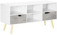 Mobile TV 4 Scomparti 2 Cassetti 117x39x56,7 cm per TV fino a 50 in Truciolato Bianco e Grigio Chiaro