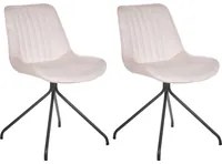 Set di 2 sedie imbottite in velluto beige senza braccioli con base a croce sala da pranzo per interni con gambe in acciaio