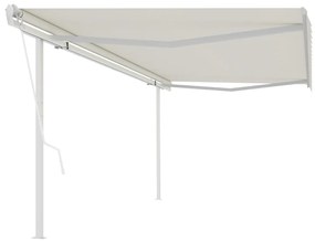 Tenda Da Sole Retrattile Automatica Con Pali 5x3,5 M Crema /