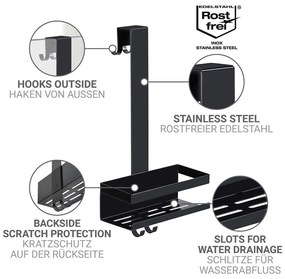 Mensola da bagno da appendere nera in acciaio inox Bribano – Wenko