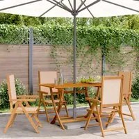 Sedie Giardino Reclinabili 4 pz Beige Tessuto e Legno Massello 3214547