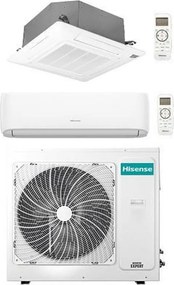 Climatizzatore Condizionatore Hisense Cassetta 4 vie + Hi Comfort R32 Dual Split Inverter 9000 + 18000 BTU con U.E. 3AMW72U4RJC NOVITÁ Classe A++/A+