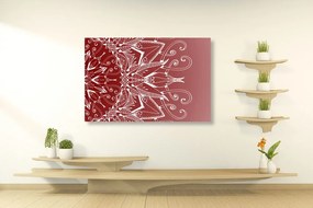 Stampa su tela – Mandala bianco su sfondo bordeaux
