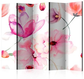 Paravento separè Fiori rosa II (5-parti) - natura in fiore su sfondo uniforme