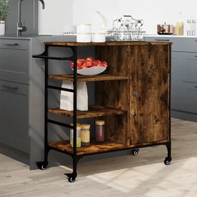 Carrello cucina rovere fumo 87,5x38,5x84,5 cm legno multistrato