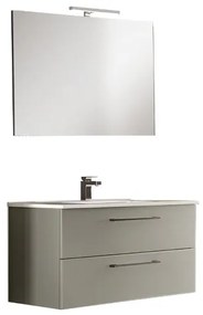 Mobile da bagno sospeso 102 cm con lavabo integrato e specchio Creta Opaco - MAYA1