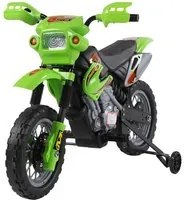 Moto Cross Elettrica per Bambini 6V con Rotelle Verde