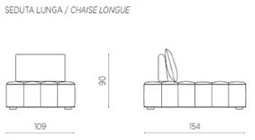 Divano modulare chaise longue 109x154 cm CARROLL tessuto Grigio Chiaro