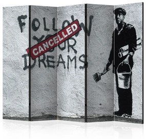 Paravento design Sogni Annullati (Banksy) II (5-parti) - murale con scritte inglesi
