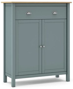 Cassettiera verde polveroso in pino massiccio 90x110x40 cm Misti – Marckeric