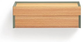 Comodino verde con piano effetto rovere da parete Arista – Teulat