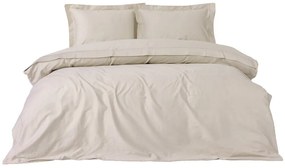 Set copripiumino e federa beige in raso di cotone per letto matrimoniale/per letto esteso 240x220 cm Elegant – Mijolnir