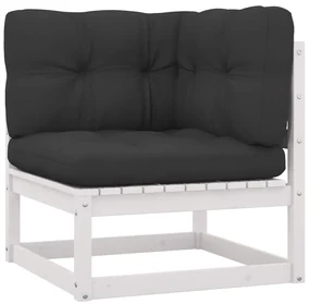 Set divani da giardino 9 pz con cuscini massello di pino bianco