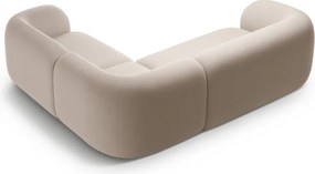 Divano angolare beige (con penisola a destra/a L) con rivestimento in velluto Kate – Micadoni