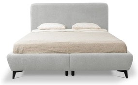 Letto matrimoniale imbottito grigio chiaro con contenitore con rete inclusa 160x200 cm Makapu – Makamii