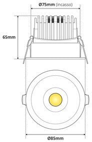Faro LED Incasso 12W Foro Ø75mm IP65 CCT BRIDGELUX LED Bianco Variabile Colore Bianco Variabile CCT