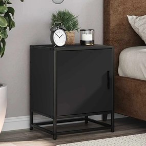 Comodini 2pz Neri 40x31x50 Cm Legno Multistrato Metallo /