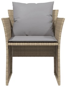 Sedia da giardino con poggiapiedi in polyrattan beige