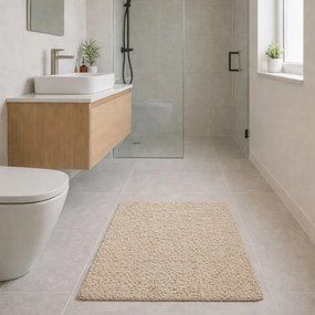 Tappeto Bagno Antiscivolo in Poliestere Serie Bath Tufting Beige