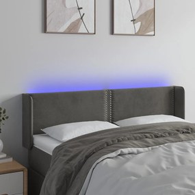 Testiera A Led Grigio Scuro 147x16x78/88 Cm İn Velluto /