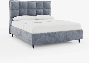 AURO letto imbottito con vano contenitore e testiera capitonné alta in ciniglia Oeko-Tex®