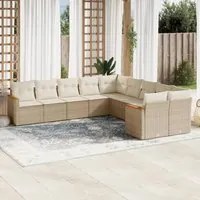 Set Divano da Giardino 10 pz con Cuscini Beige in Polyrattan 3258754