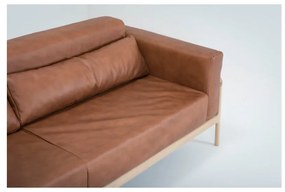 Divano in pelle di bufalo marrone cognac con struttura in rovere massiccio , 240 cm Fawn - Gazzda