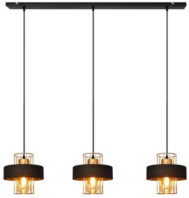 Lampadario a sospensione con filo VOLTA 3xE27/15W/230V nero/oro