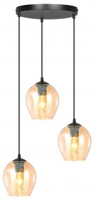 Lampadario a Sospensione in Acciaio e Vetro ISTAR 3 BL PREMIUM 3xE27 Colore delle Sfere Ambrate