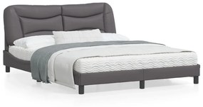 Giroletto con luci led grigio 160x200 cm in similpelle