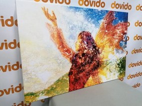 Quadro su tela – Donna dipinta in esecuzione magica