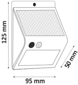 Lampada solare da parete LED con sensore LED/2,2W/3,7V 2200 mAh IP44