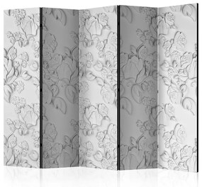 Paravento White ornament: roses II [Room Dividers]