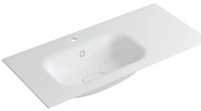 Lavabo integrale rettangolare vasca a sinistra L 100.5 x H 15 x P 46 cm in resina bianco opaco