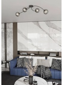 Lampada da soffitto in acciaio e vetro VIBRA 4 da interno 4xE14 Colore del corpo Nero e Grafite