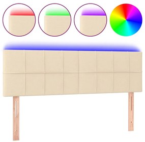 Testiera a led crema 144x5x78/88 cm in tessuto
