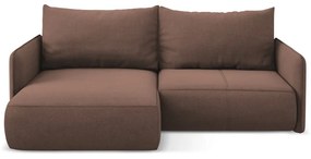 Divano angolare rosa allungabile/con contenitore (con penisola a sinistra) Nanea – Makamii