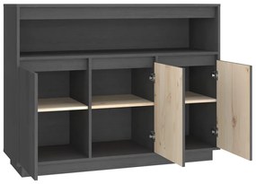 Credenza Grigia 104,5x34x80 cm in Legno Massello di Pino