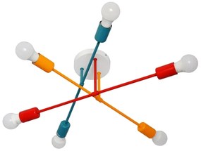 Lampadario a plafone CAMBRIDGE 6xE27/20W/230V blu/rosso/arancione