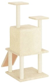Albero per gatti con tiragraffi in sisal crema 110 cm