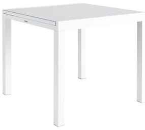 Tavolo da giardino allungabile Lyra II NATERIAL in alluminio bianco con piano in vetro  per 6 persone 90/160x90cm