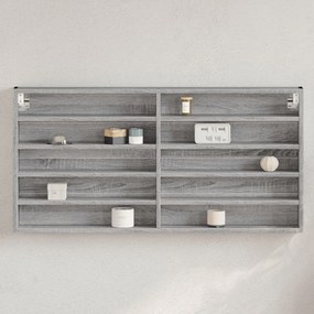 Armadietto vetrina grigio sonoma 100x8,5x50cm legno multistrato